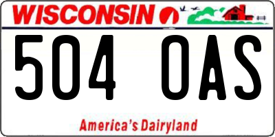 WI license plate 504OAS