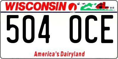 WI license plate 504OCE