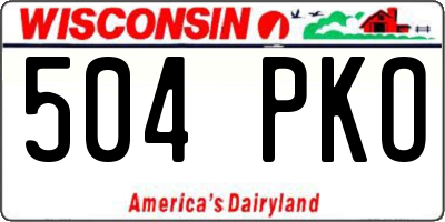 WI license plate 504PKO