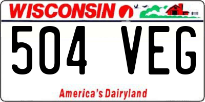 WI license plate 504VEG