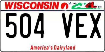 WI license plate 504VEX