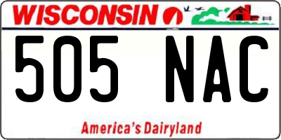 WI license plate 505NAC