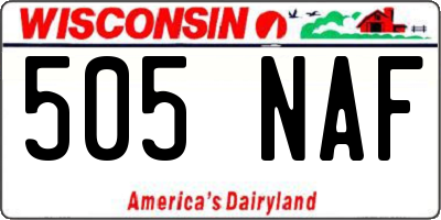 WI license plate 505NAF