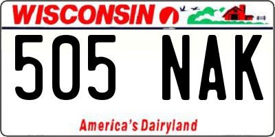 WI license plate 505NAK