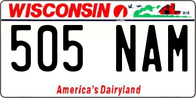 WI license plate 505NAM