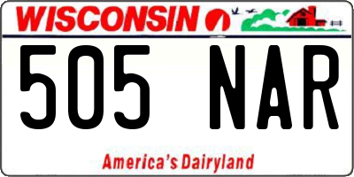 WI license plate 505NAR