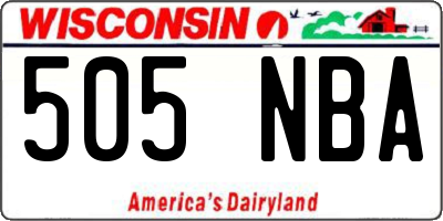WI license plate 505NBA