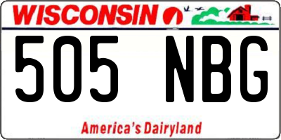 WI license plate 505NBG