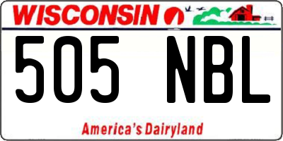 WI license plate 505NBL
