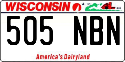 WI license plate 505NBN