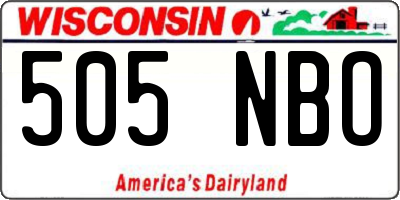 WI license plate 505NBO