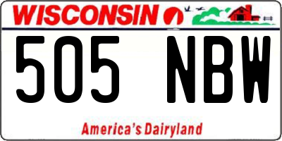 WI license plate 505NBW