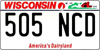 WI license plate 505NCD
