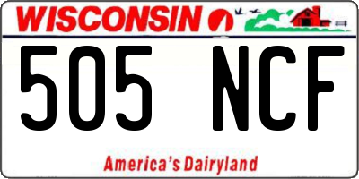 WI license plate 505NCF