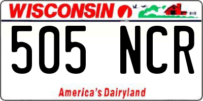 WI license plate 505NCR