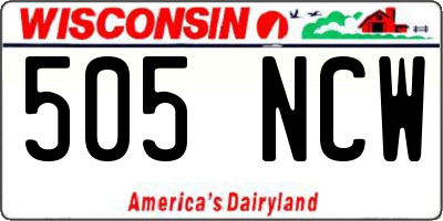 WI license plate 505NCW