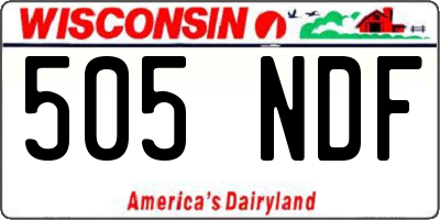 WI license plate 505NDF