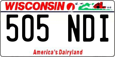 WI license plate 505NDI