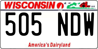 WI license plate 505NDW
