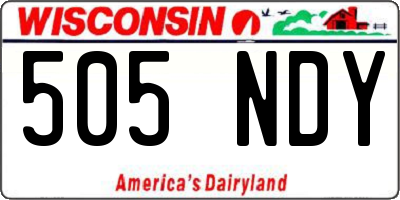 WI license plate 505NDY