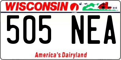 WI license plate 505NEA