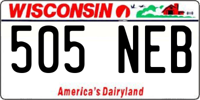 WI license plate 505NEB