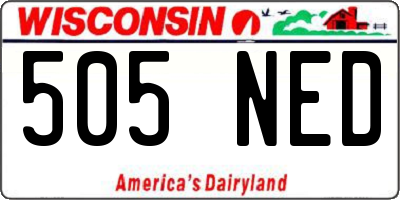 WI license plate 505NED