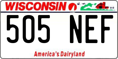 WI license plate 505NEF