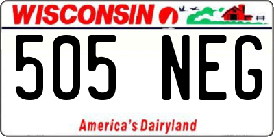 WI license plate 505NEG