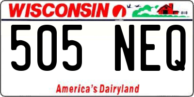 WI license plate 505NEQ