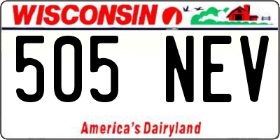 WI license plate 505NEV