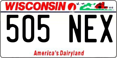 WI license plate 505NEX