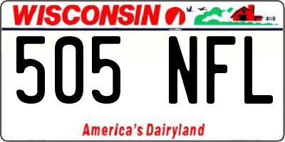 WI license plate 505NFL