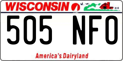 WI license plate 505NFO