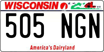 WI license plate 505NGN