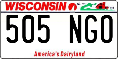 WI license plate 505NGO