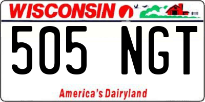 WI license plate 505NGT