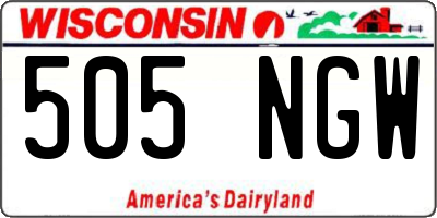 WI license plate 505NGW