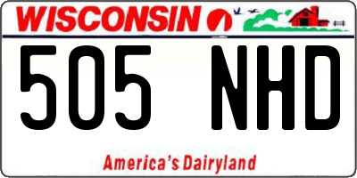 WI license plate 505NHD