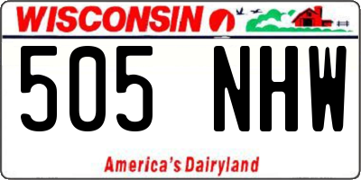 WI license plate 505NHW