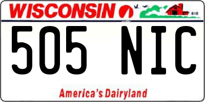 WI license plate 505NIC