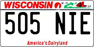 WI license plate 505NIE