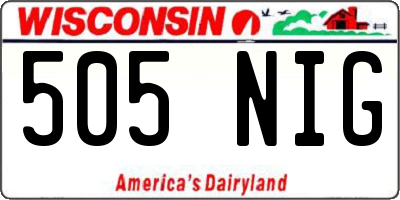 WI license plate 505NIG