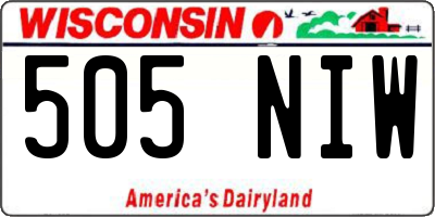 WI license plate 505NIW