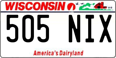 WI license plate 505NIX