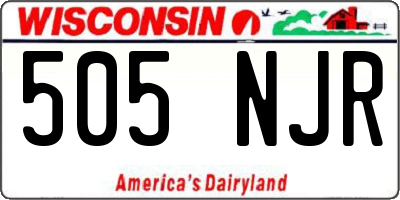 WI license plate 505NJR
