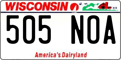 WI license plate 505NOA