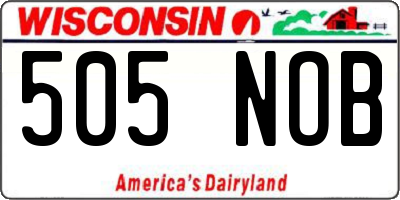 WI license plate 505NOB