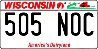 WI license plate 505NOC