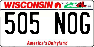 WI license plate 505NOG